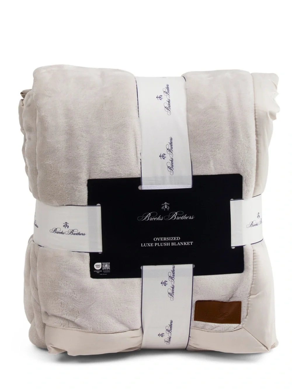 BROOKS BROTHERS solid fleece blanket with satin trim